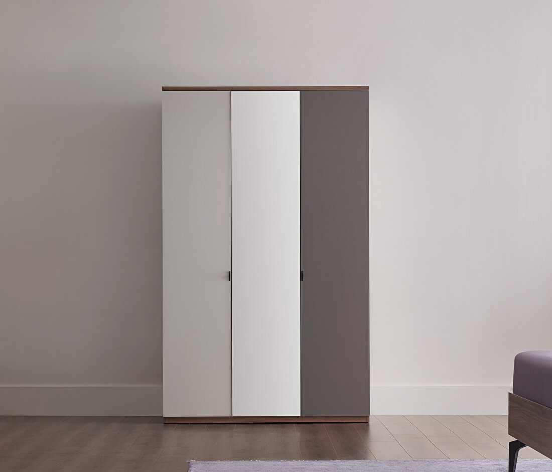 Cordell White-Gray-Walnut Wardrobe