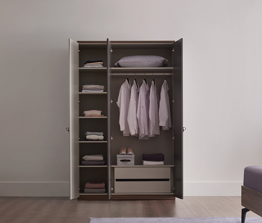 Cordell White-Gray-Walnut Wardrobe
