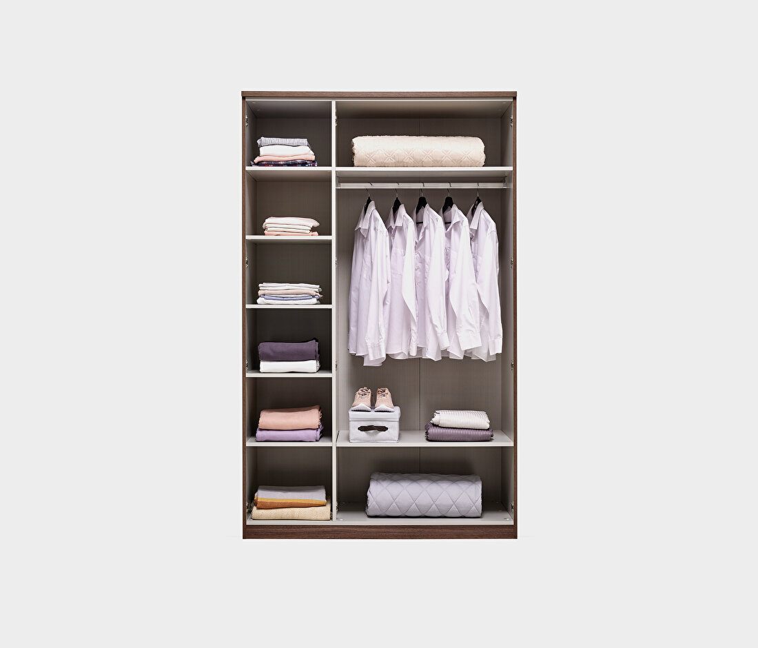 Cordell White-Gray-Walnut Wardrobe