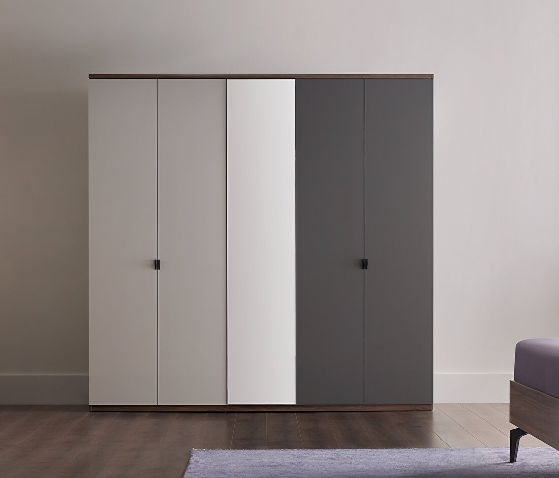 Cordell White-Gray-Walnut Wardrobe