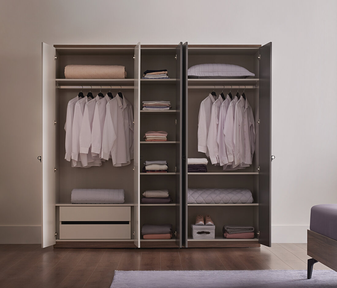 Cordell White-Gray-Walnut Wardrobe