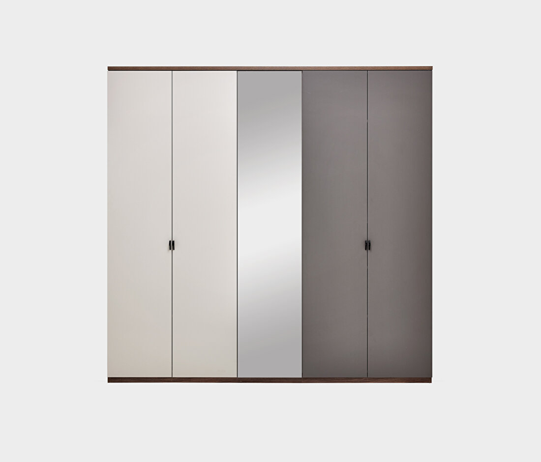 Cordell White-Gray-Walnut Wardrobe