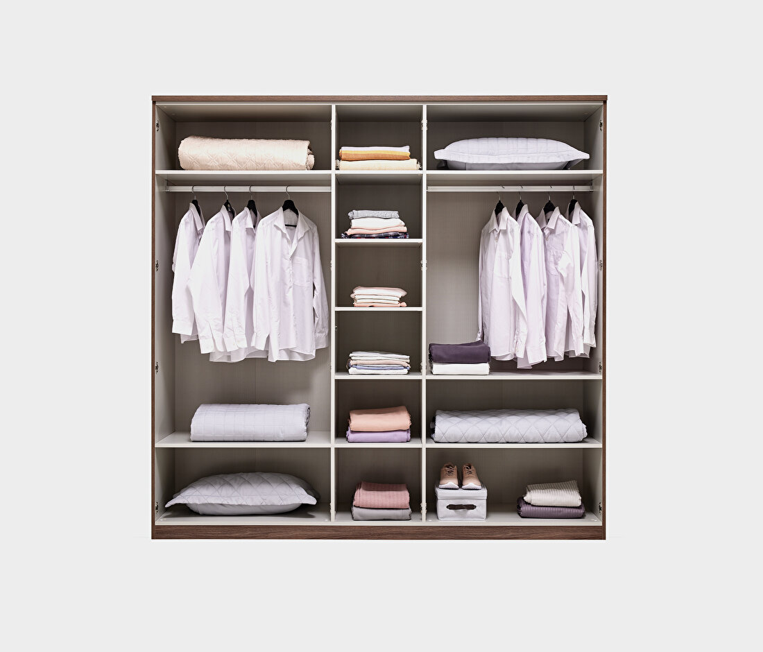 Cordell White-Gray-Walnut Wardrobe