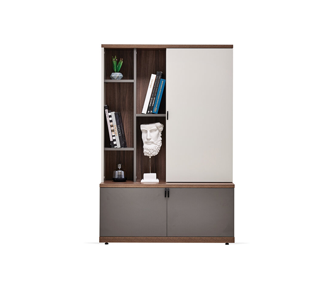 Cordell White-Gray-Walnut TV Unit Bookcase Module