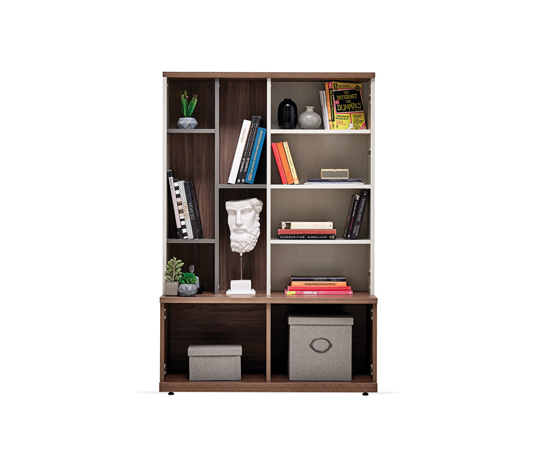 Cordell White-Gray-Walnut TV Unit Bookcase Module