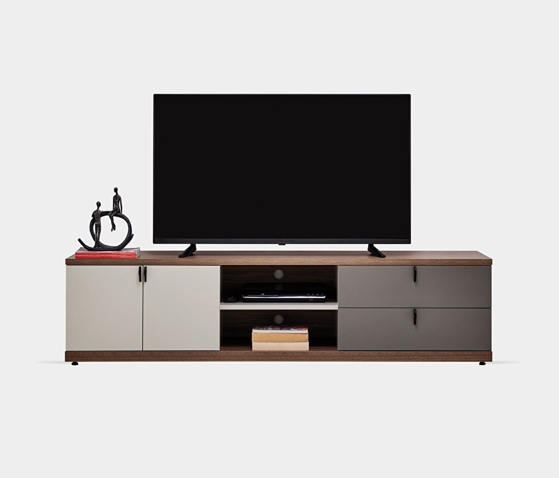 Cordell White-Gray-Walnut TV Stand
