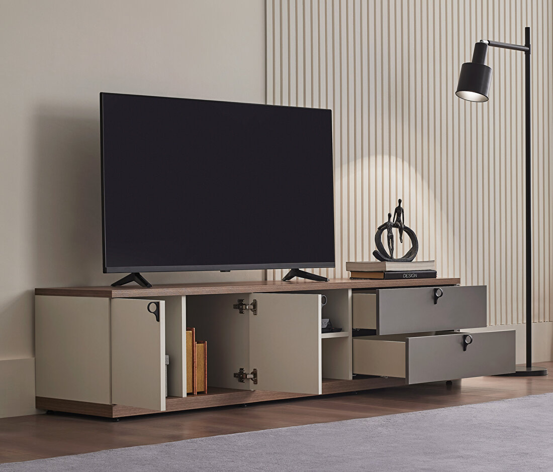 Cordell White-Gray-Walnut TV Stand