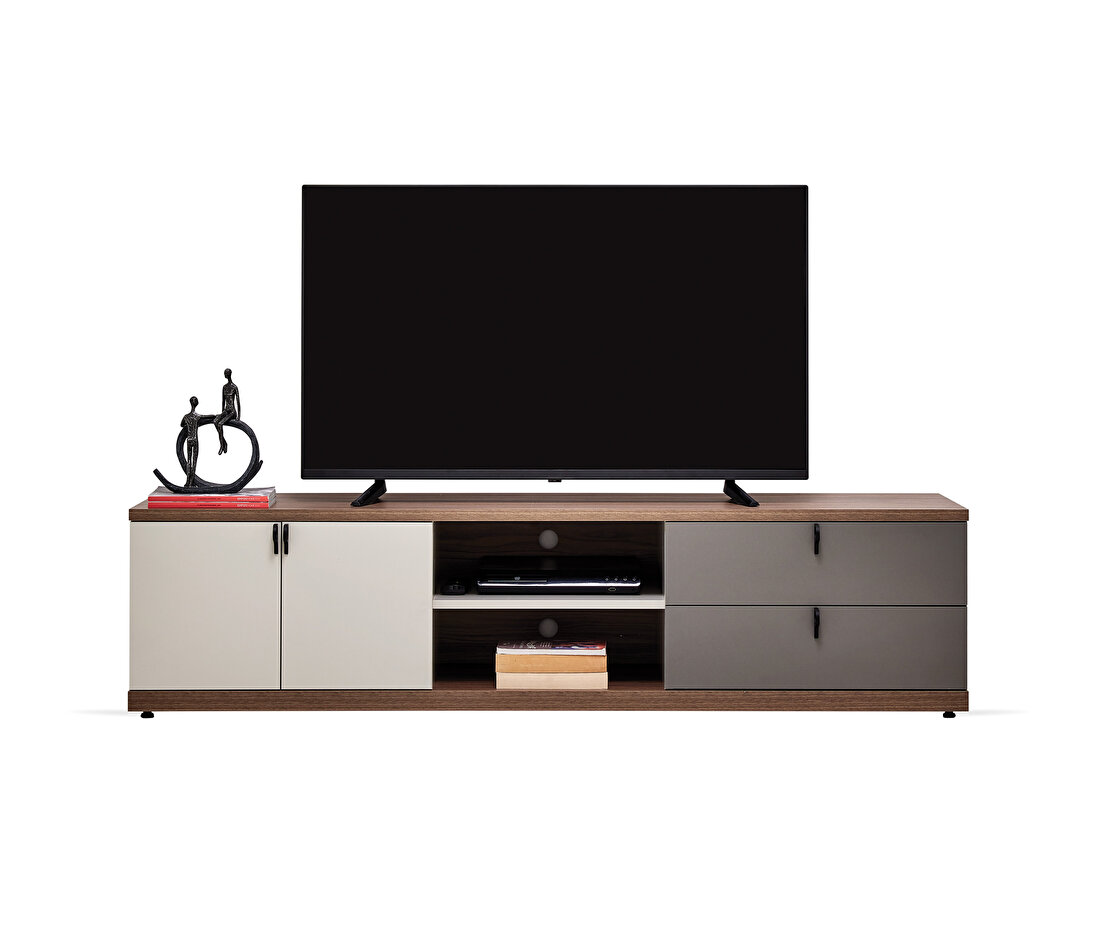 Cordell White-Gray-Walnut TV Stand