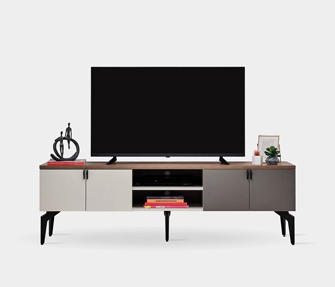 Cordell White-Gray-Walnut TV Stand