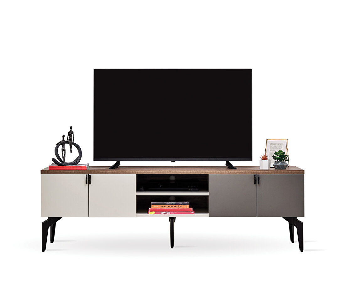 Cordell White-Gray-Walnut TV Stand