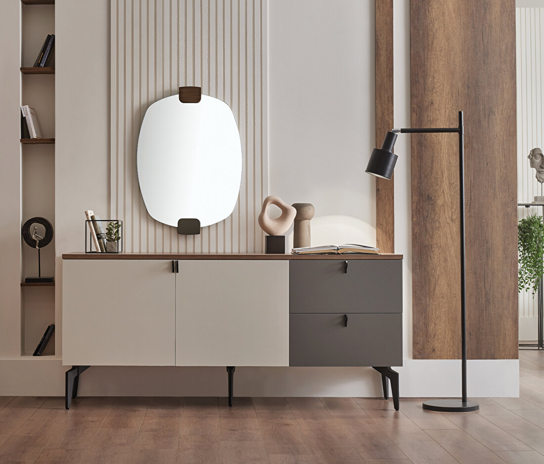 Cordell White-Gray-Walnut Sideboard