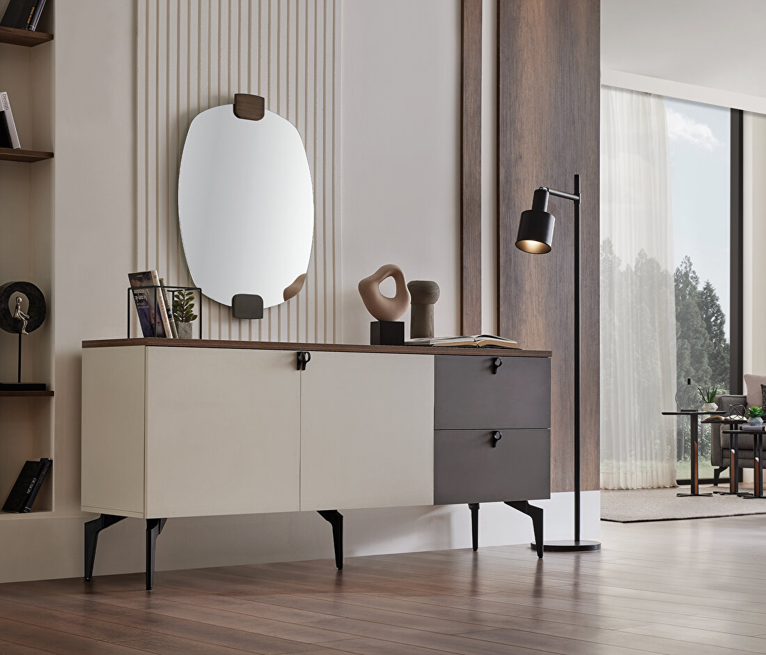 Cordell White-Gray-Walnut Sideboard