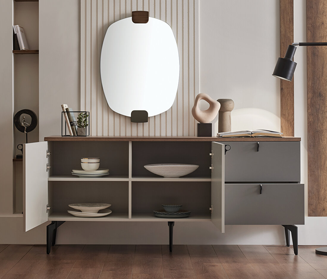 Cordell White-Gray-Walnut Sideboard