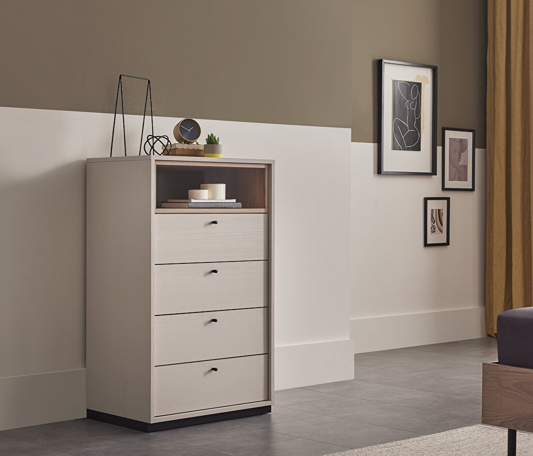 Loreto Off-White-Walnut Chest of Drawers
