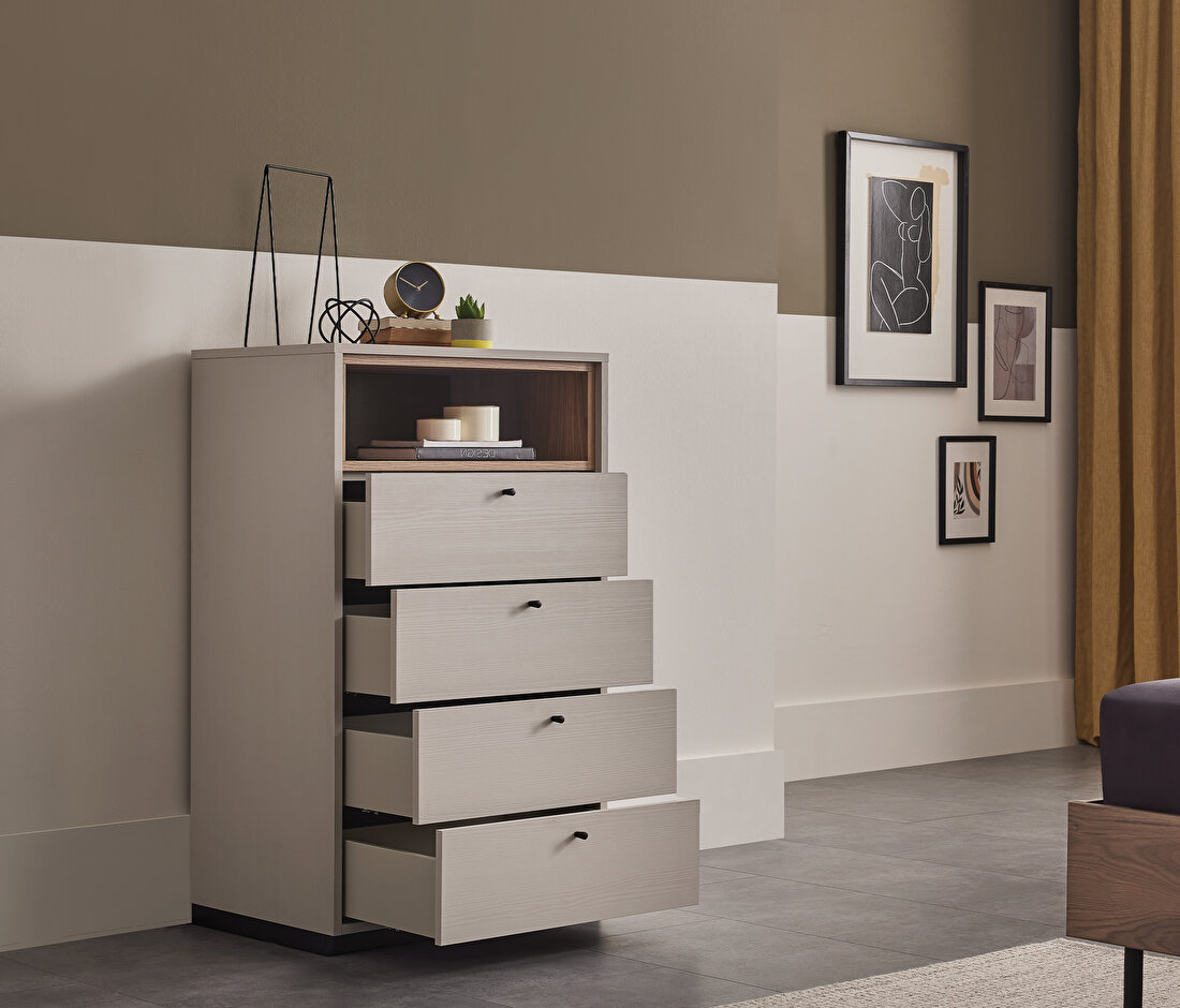 Loreto Off-White-Walnut Chest of Drawers