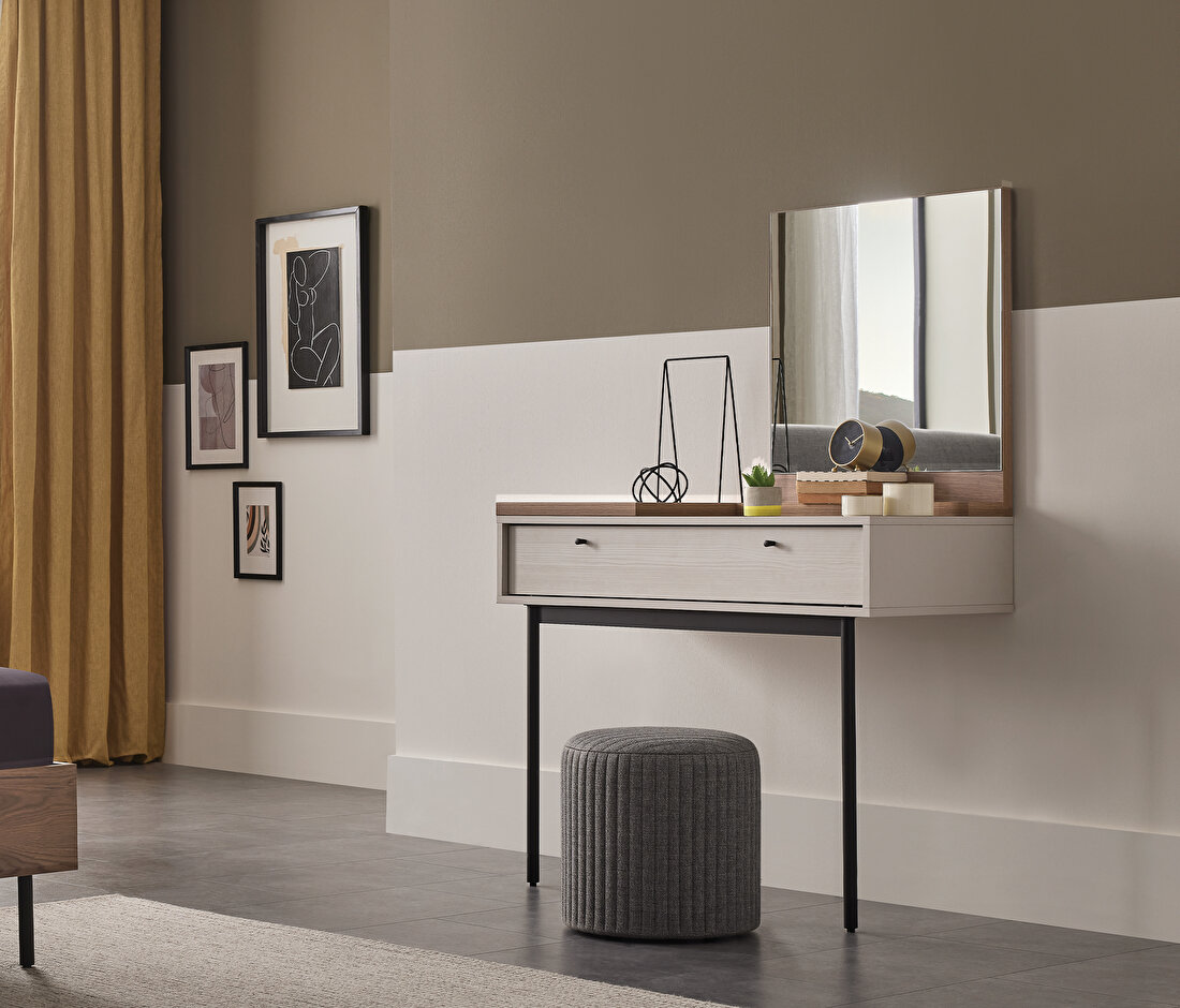 Loreto Off-White-Walnut Vanity Table