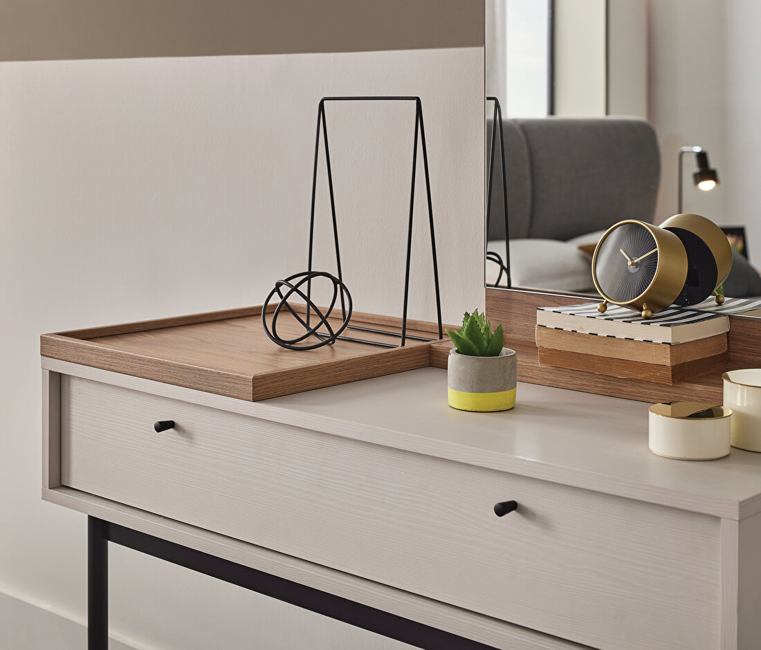 Loreto Off-White-Walnut Vanity Table