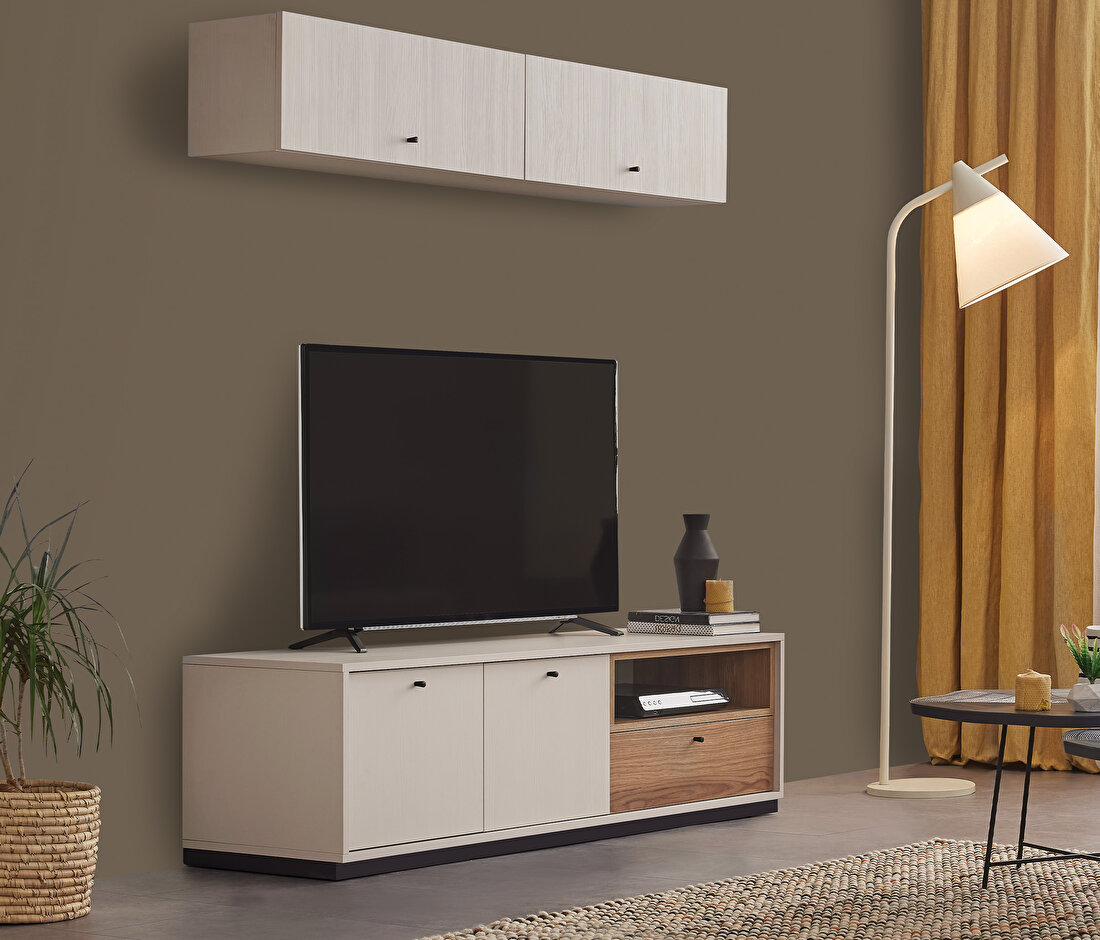 Loreto Off-White-Walnut TV Stand