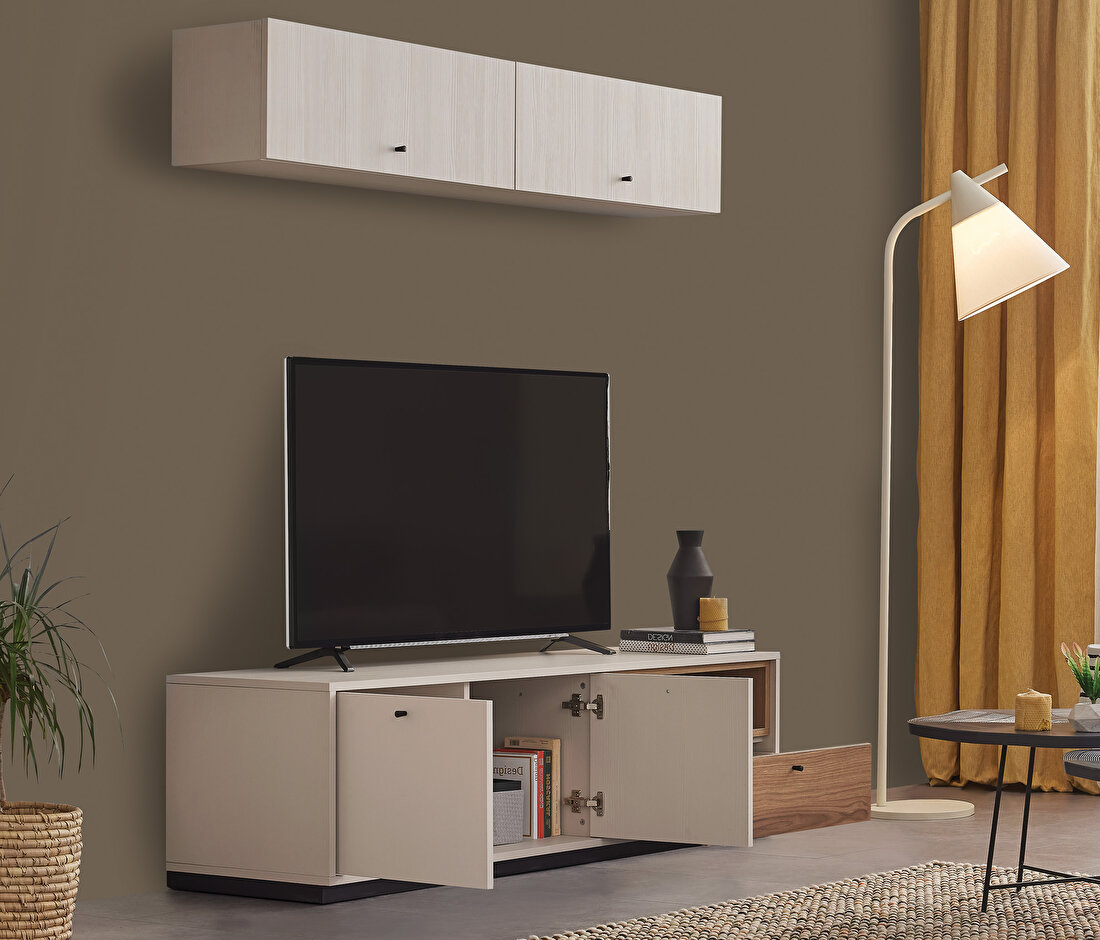 Loreto Off-White-Walnut TV Stand