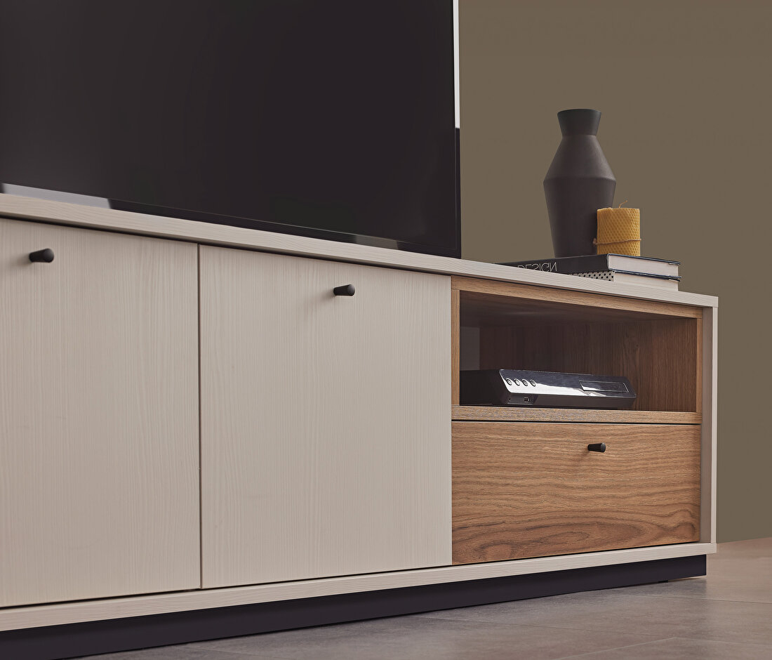 Loreto Off-White-Walnut TV Stand