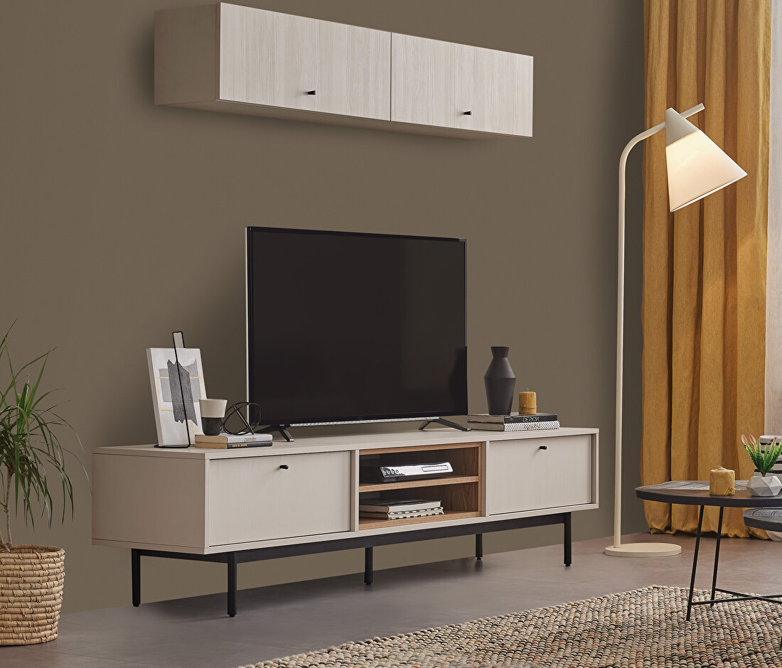 Loreto Off-White-Walnut TV Stand