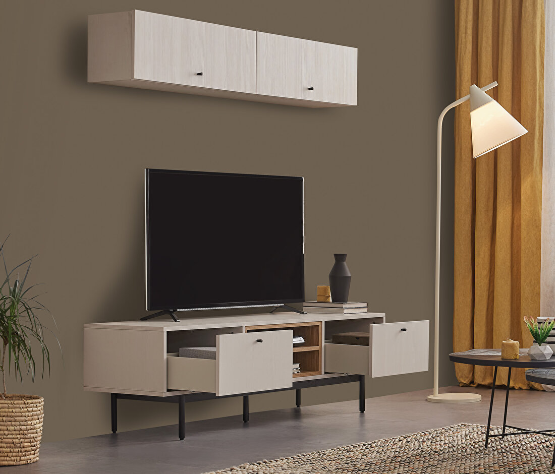 Loreto Off-White-Walnut TV Stand