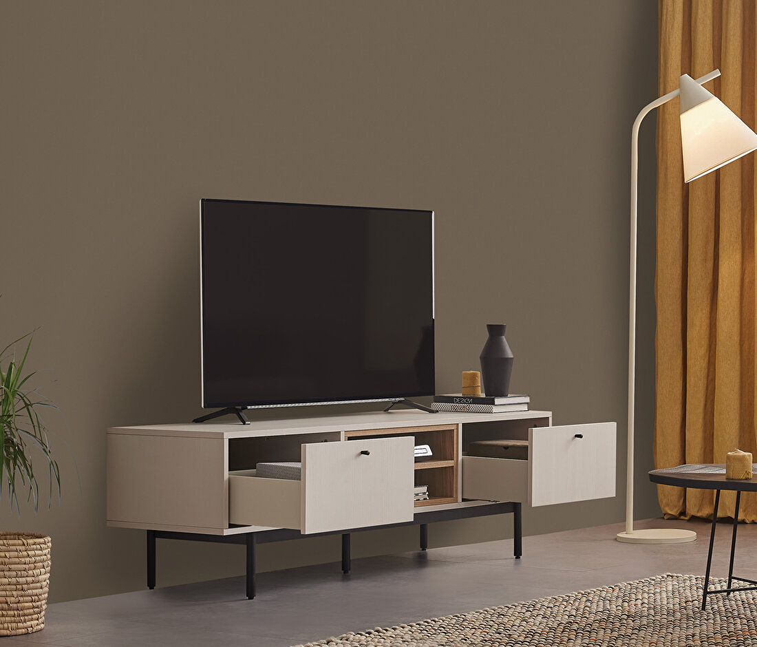Loreto Off-White-Walnut TV Stand