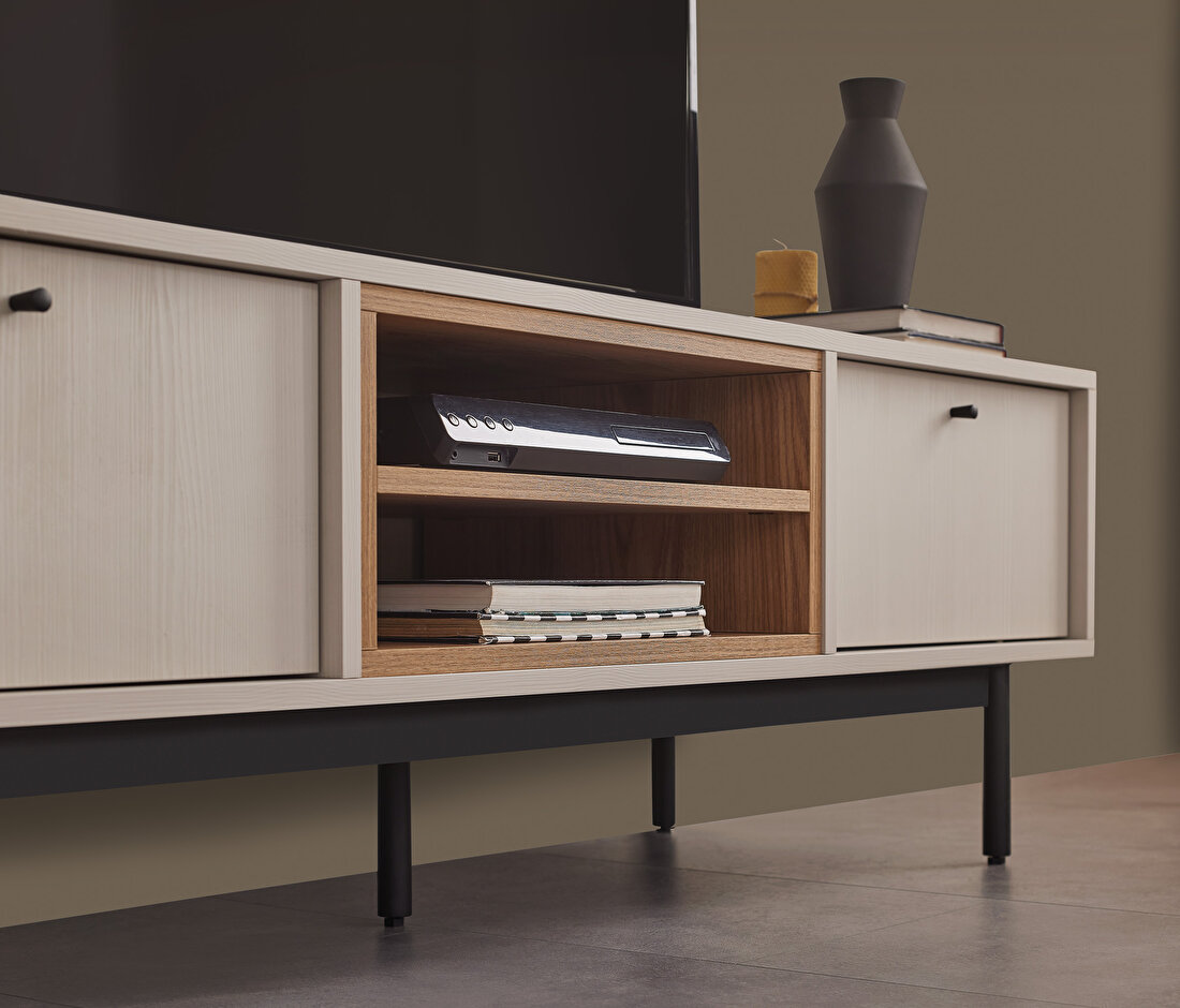 Loreto Off-White-Walnut TV Stand