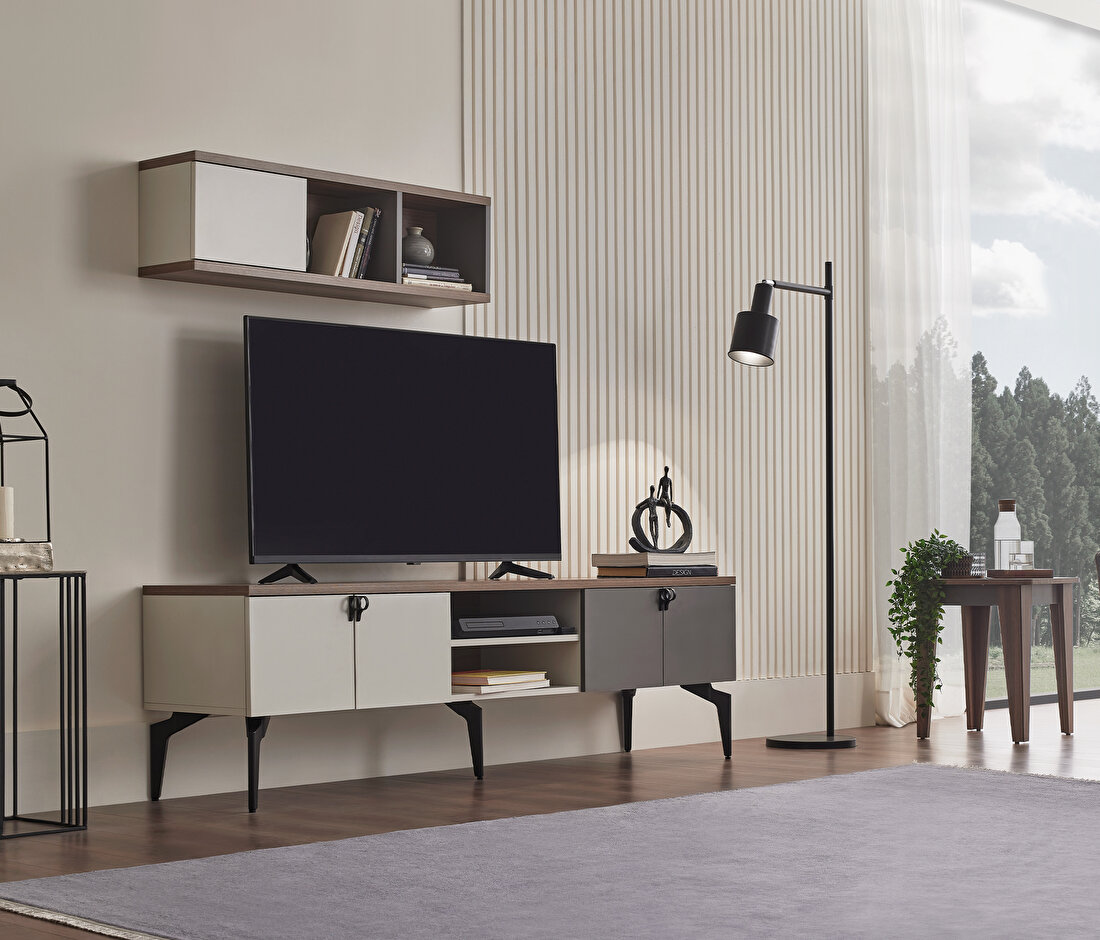 Cordell White-Gray-Walnut TV Unit Combination 1