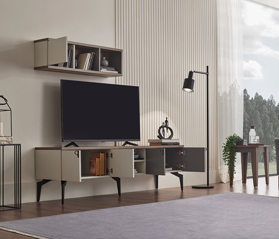 Cordell White-Gray-Walnut TV Unit Combination 1