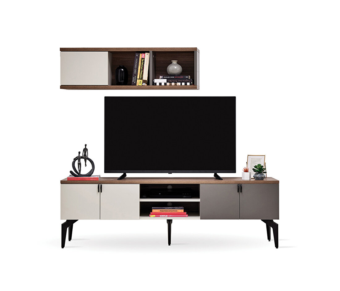 Cordell White-Gray-Walnut TV Unit Combination 1