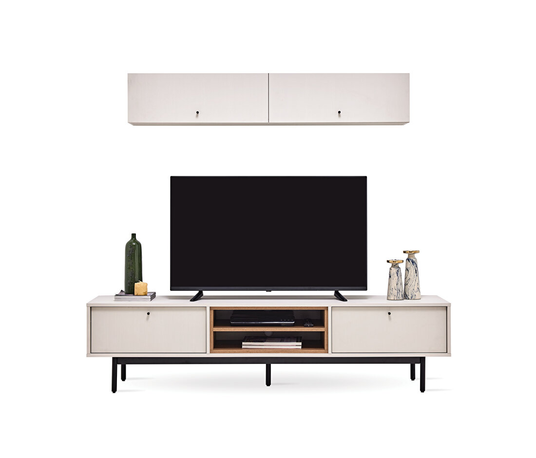 Loreto Off-White-Walnut TV Unit Combination 1