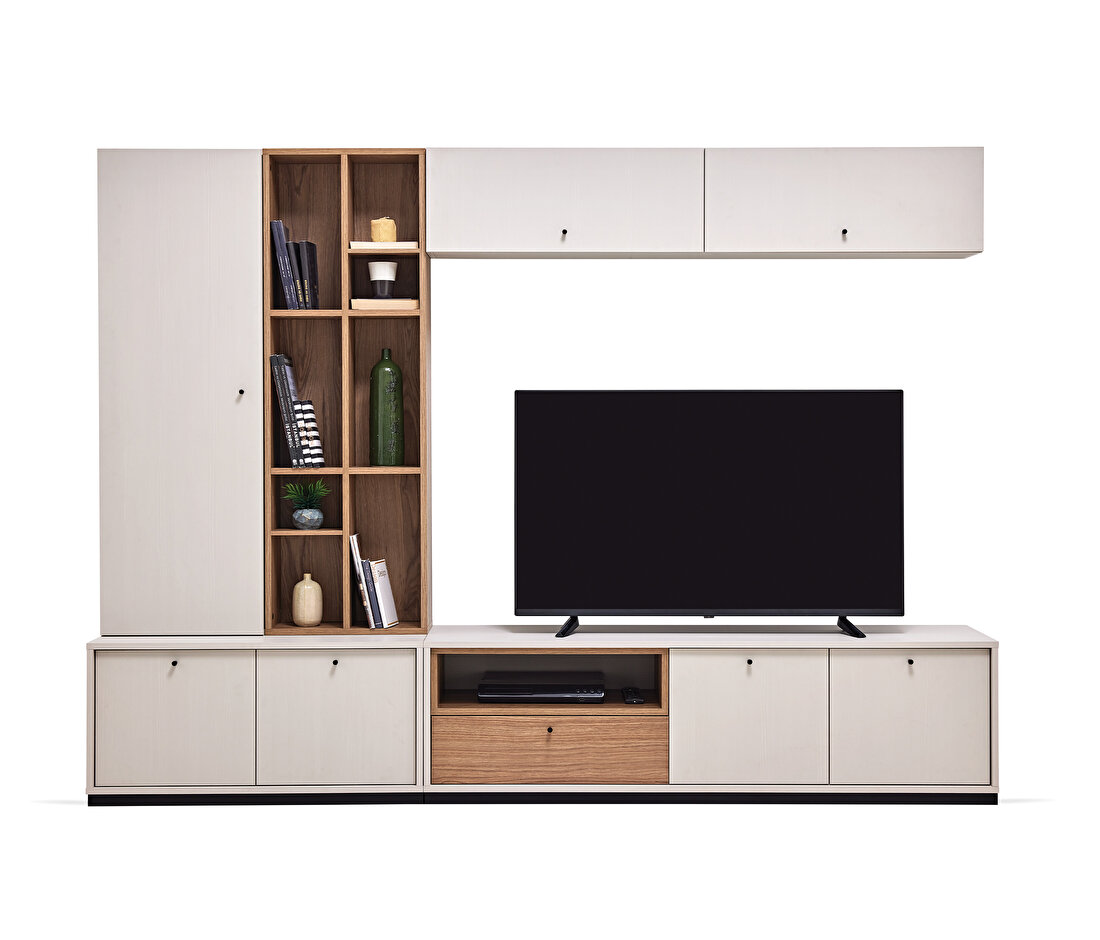 Loreto Off-White-Walnut TV Unit Combination 2