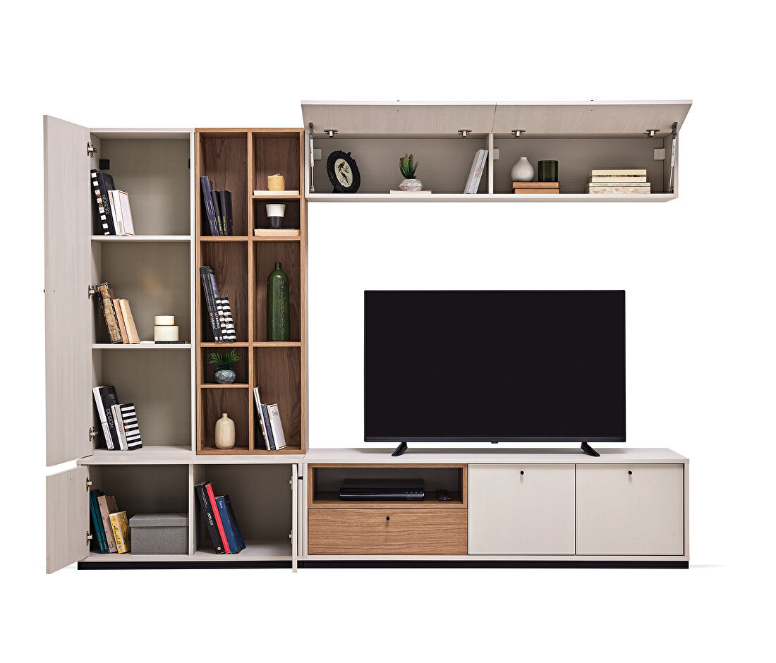 Loreto Off-White-Walnut TV Unit Combination 2