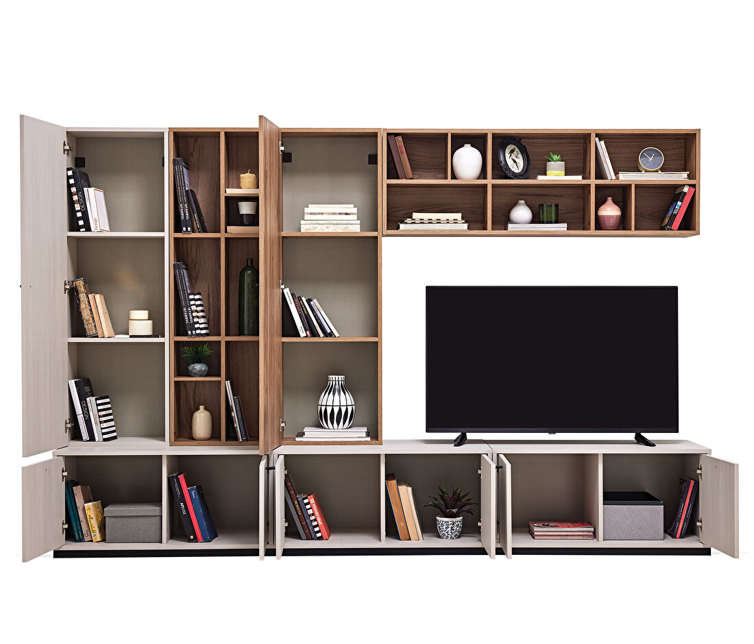 Loreto Off-White-Walnut TV Unit Combination 3