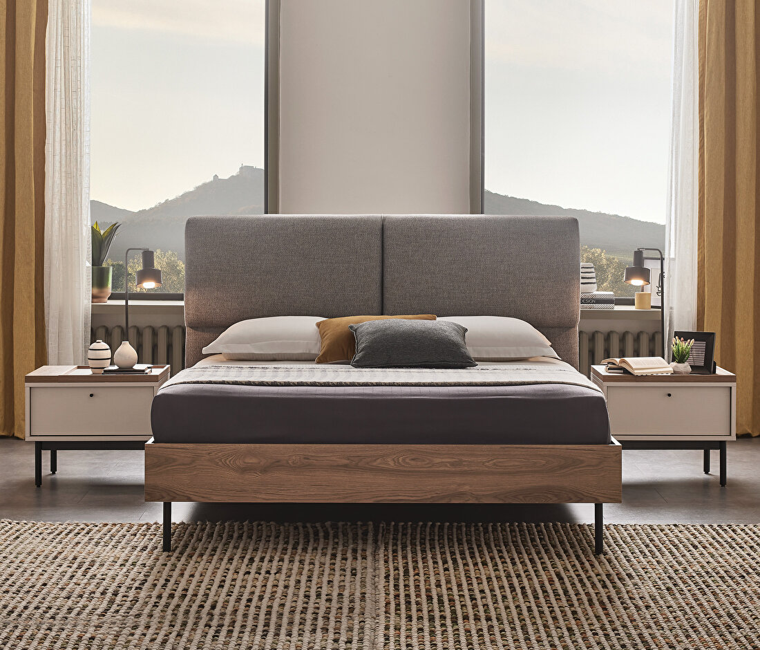 Loreto Bedframe with Headboard + Wardrobe with 5 Doors + Dresser + Nightstand (2 Pieces)