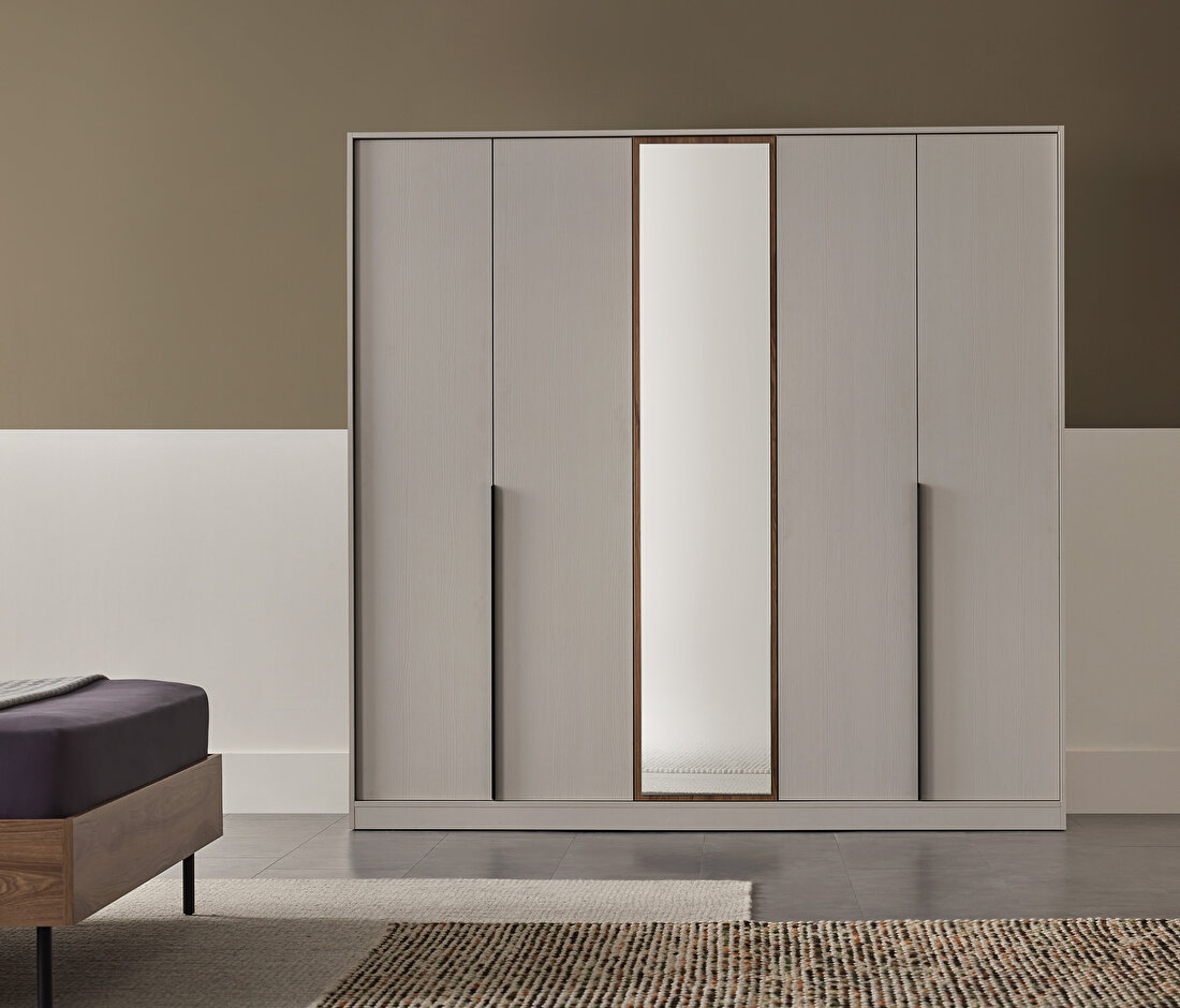 Loreto Bedframe with Headboard + Wardrobe with 5 Doors + Dresser + Nightstand (2 Pieces)