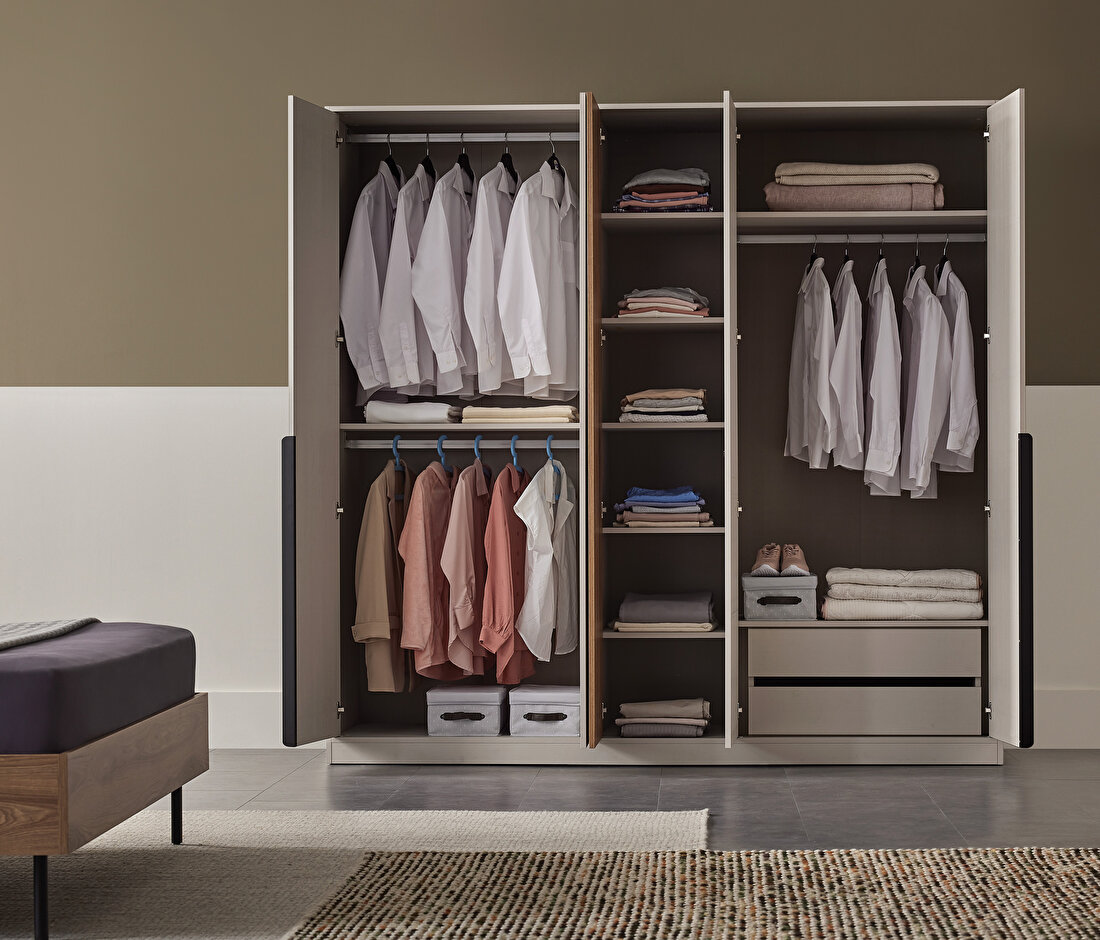 Loreto Bedframe with Headboard + Wardrobe with 5 Doors + Dresser + Nightstand (2 Pieces)