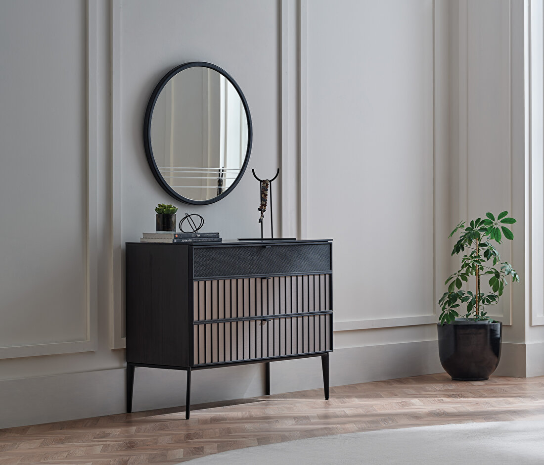 Riga Walnut-Black Chest of Drawers