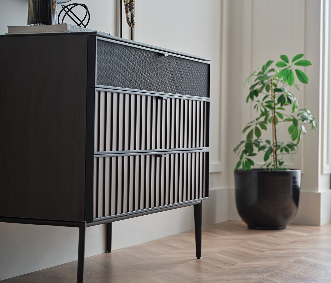 Riga Walnut-Black Chest of Drawers