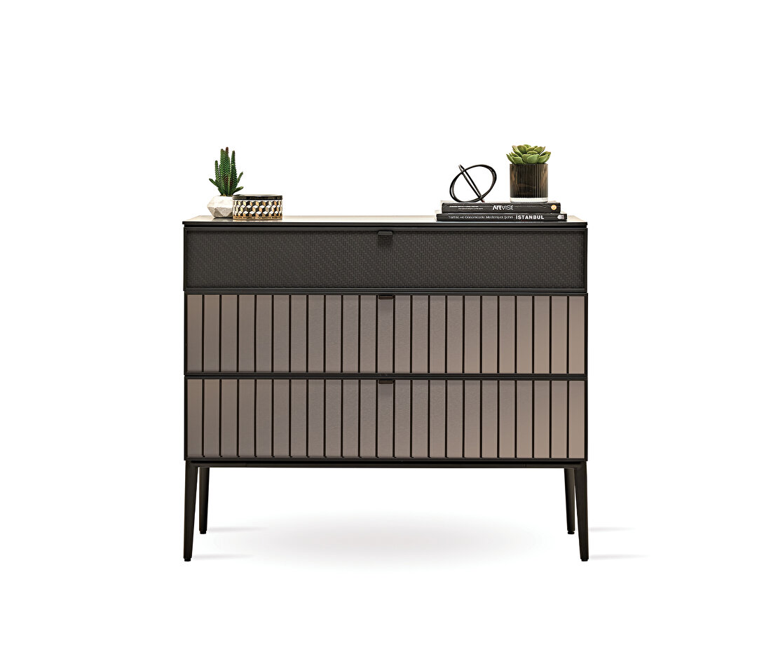 Riga Walnut-Black Chest of Drawers