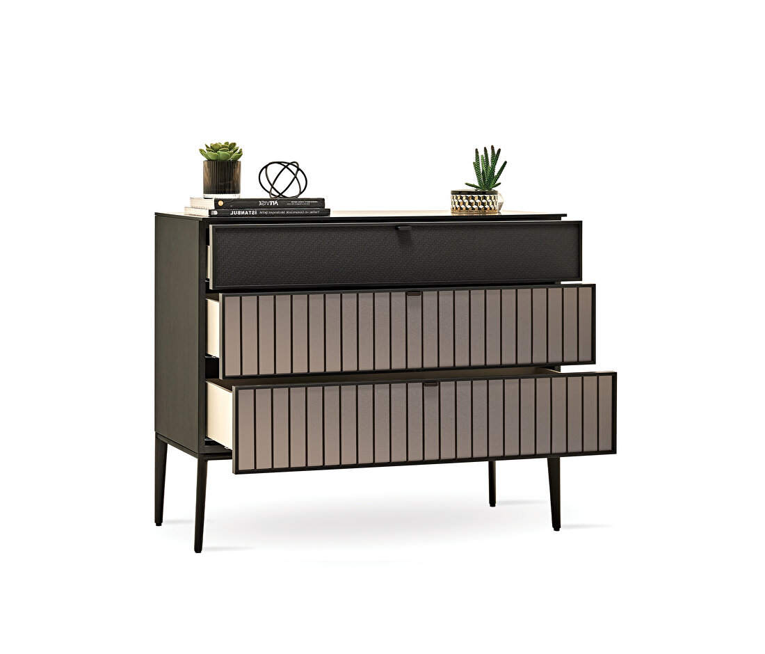 Riga Walnut-Black Chest of Drawers