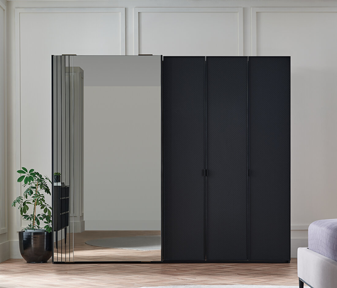 Riga Walnut-Black Wardrobe