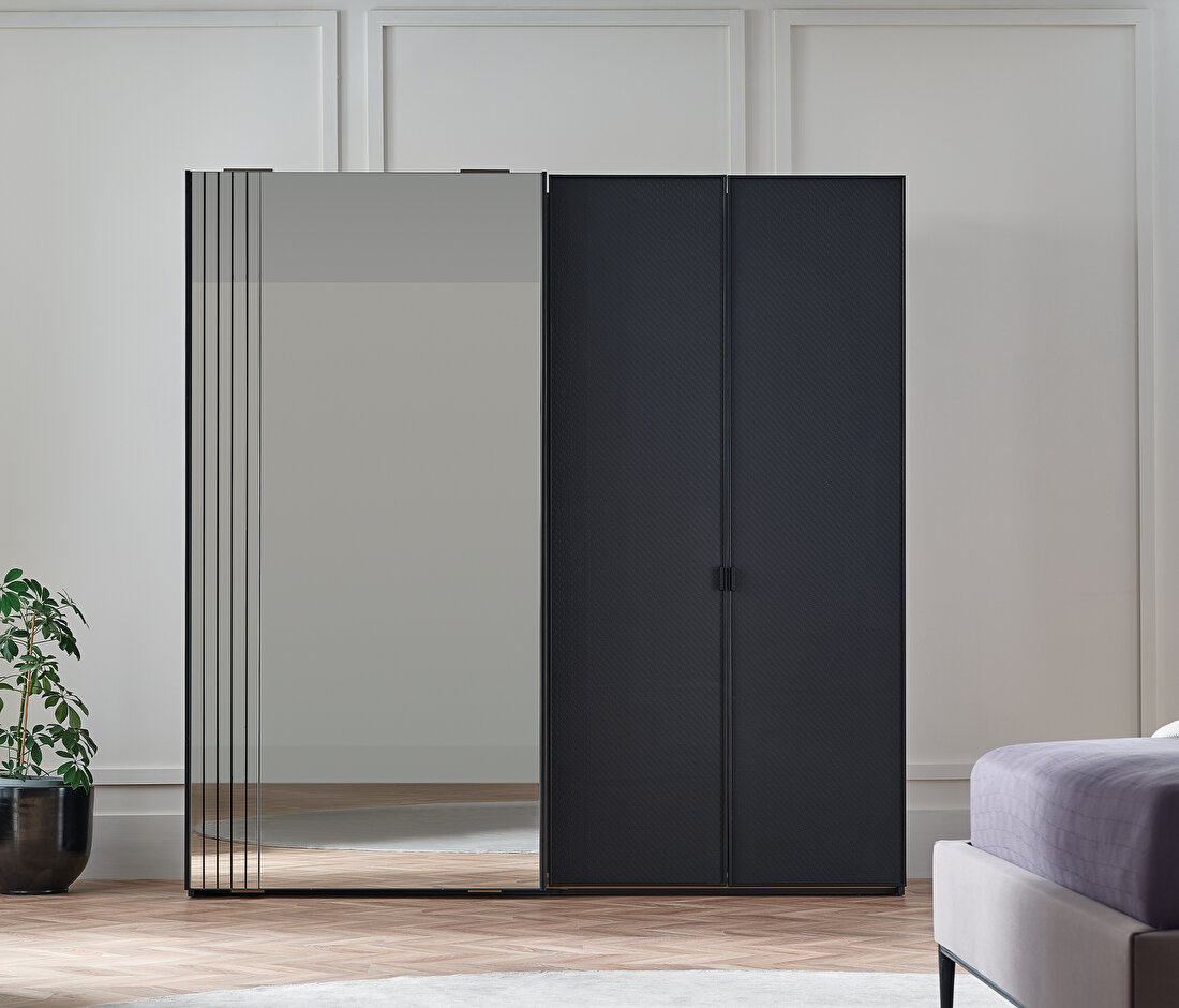 Riga Walnut-Black Wardrobe