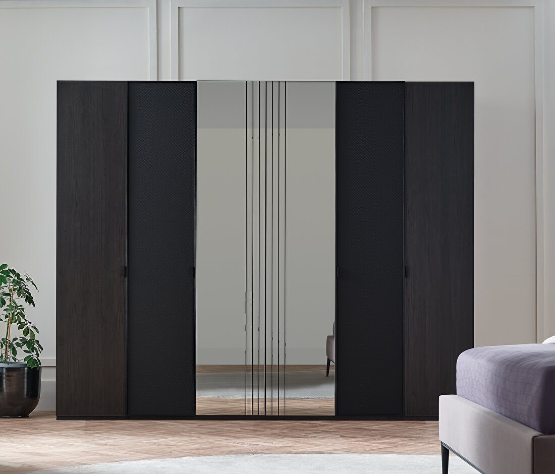 Riga Walnut-Black Wardrobe