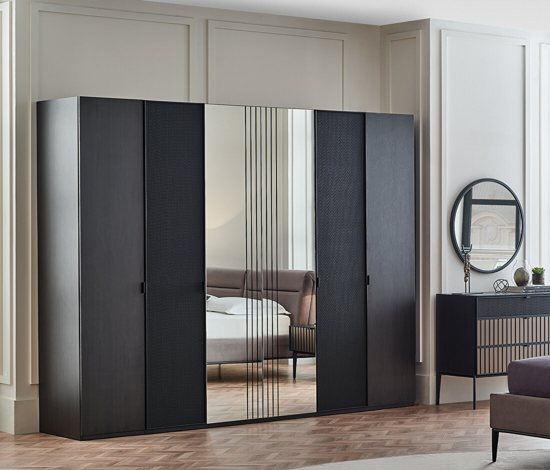 Riga Walnut-Black Wardrobe