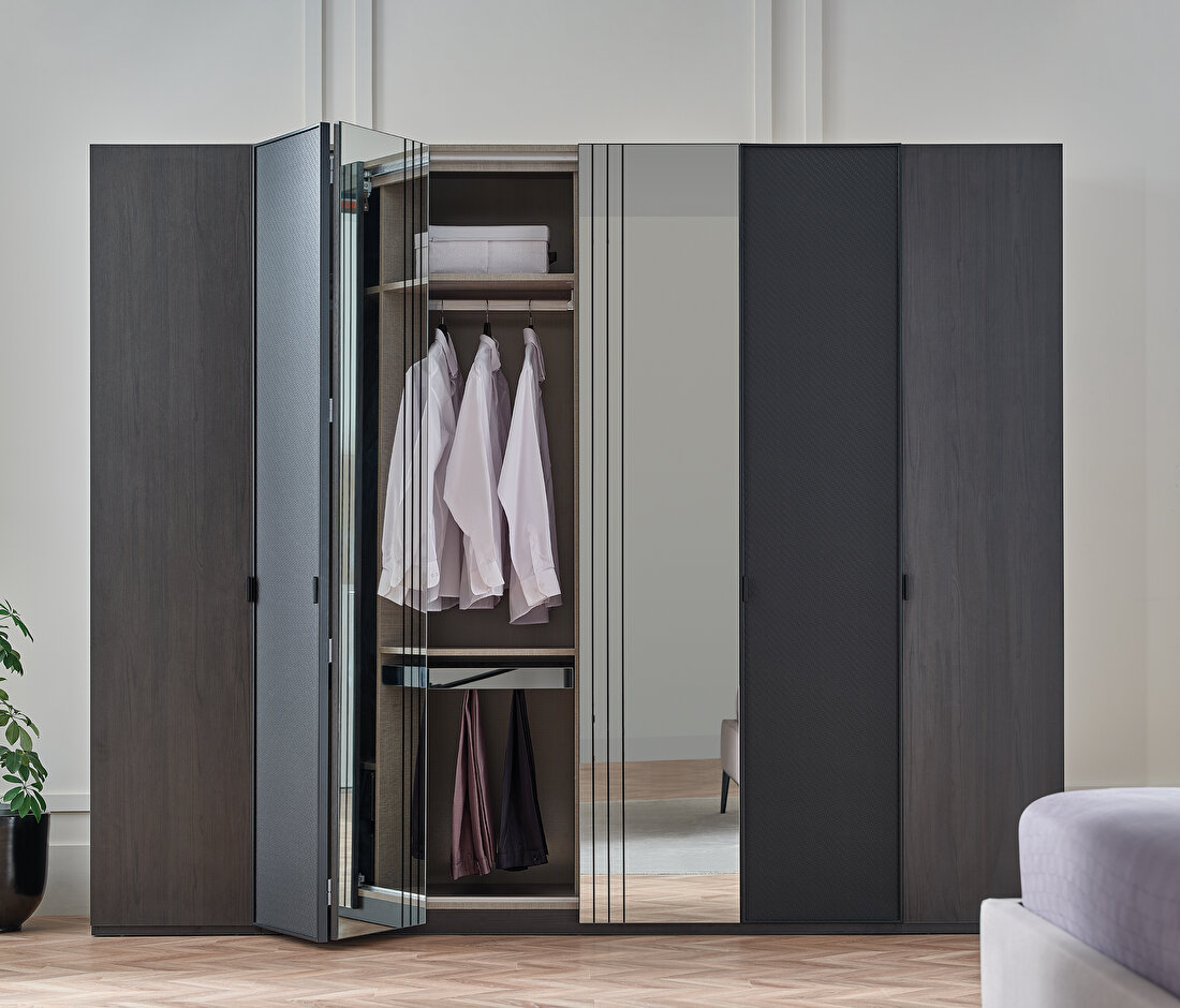 Riga Walnut-Black Wardrobe