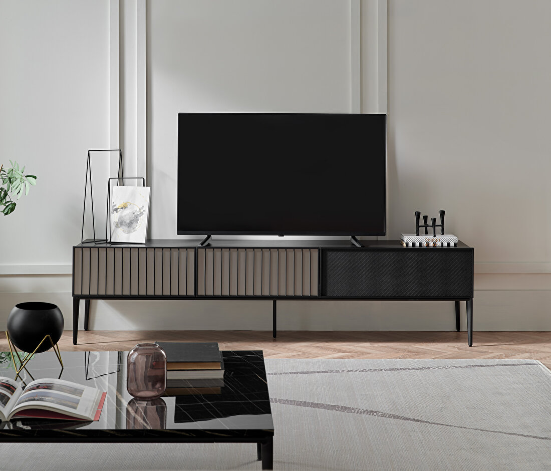 Riga Walnut-Black TV Stand