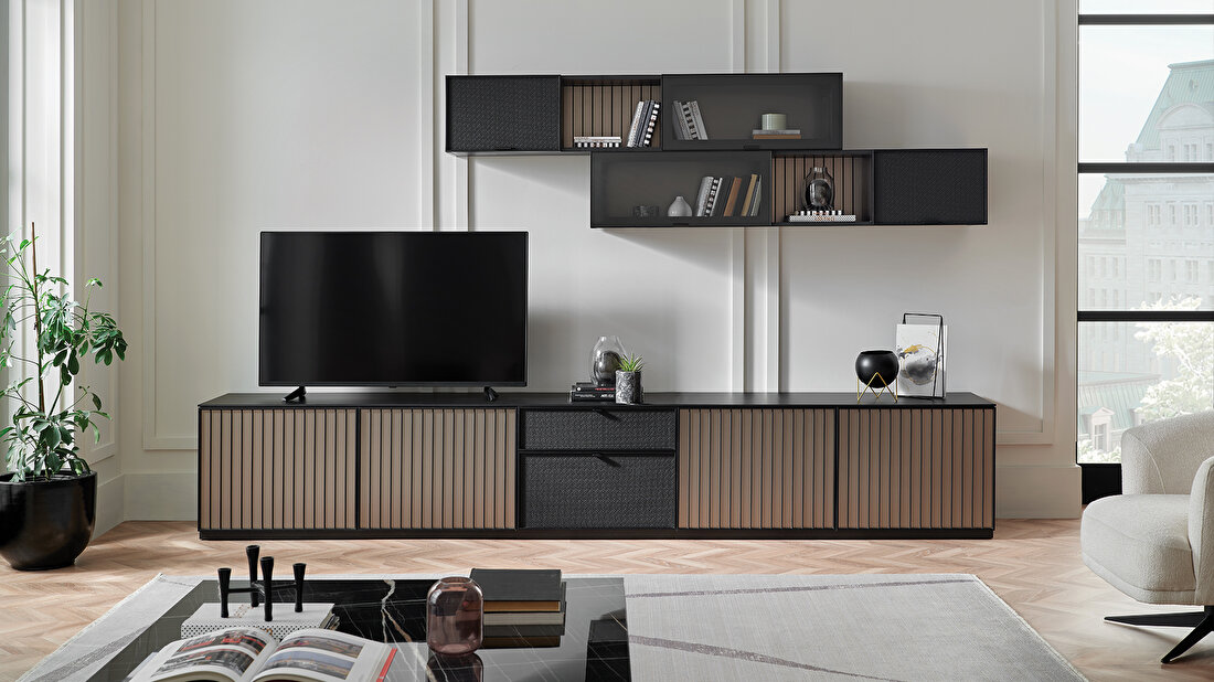 Riga Walnut-Black TV Stand