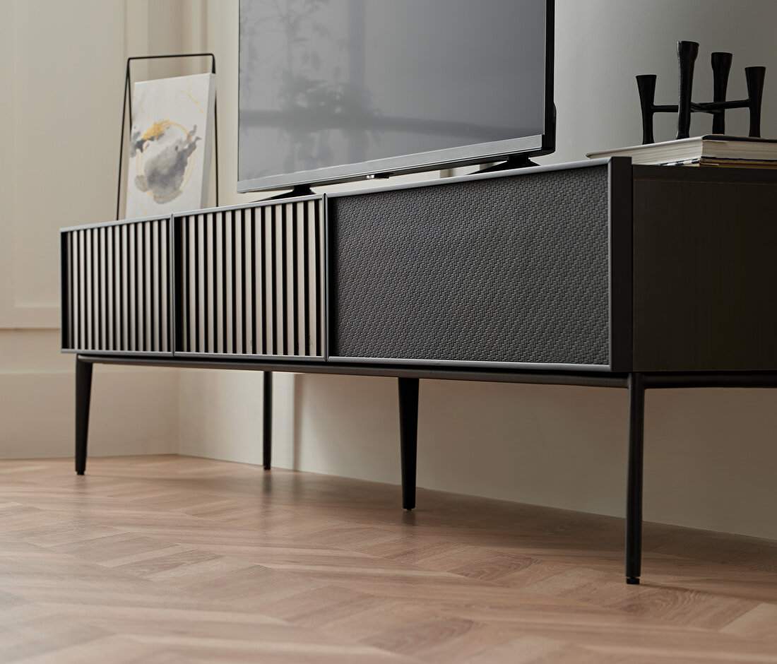 Riga Walnut-Black TV Stand